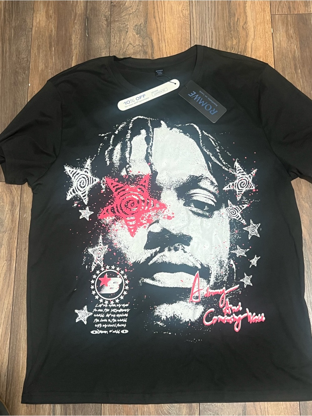 Men's Black Graphic Crew Neck T-Shirt - ROMWE XXL